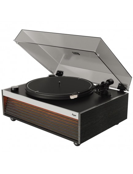 HYM Originals Lumi Dahili Bluetooth Hoparlörlü Işıklı Retro Pikap Plakçalar Aux RCA Çıkışlı All-in-One, Siyah Ceviz