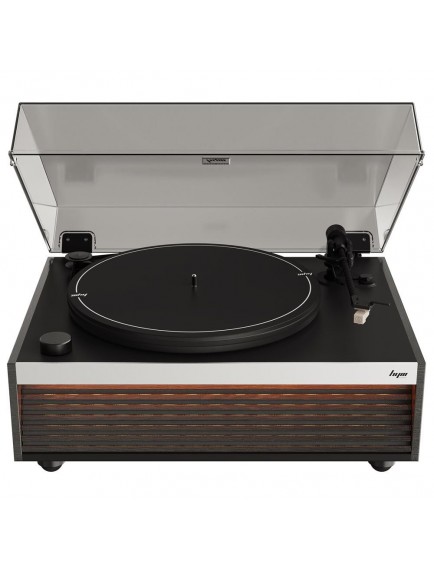 HYM Originals Lumi Dahili Bluetooth Hoparlörlü Işıklı Retro Pikap Plakçalar Aux RCA Çıkışlı All-in-One, Siyah Ceviz