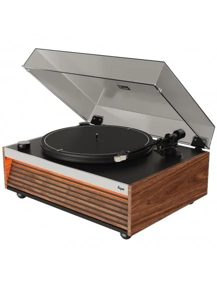 HYM Originals Lumi Dahili Bluetooth Hoparlörlü Işıklı Retro Pikap Plakçalar Aux RCA Çıkışlı All-in-One, Ceviz