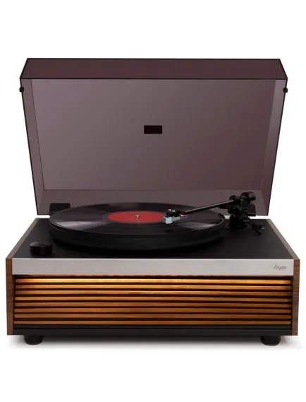 HYM Originals Lumi Dahili Bluetooth Hoparlörlü Işıklı Retro Pikap Plakçalar Aux RCA Çıkışlı All-in-One, Ceviz